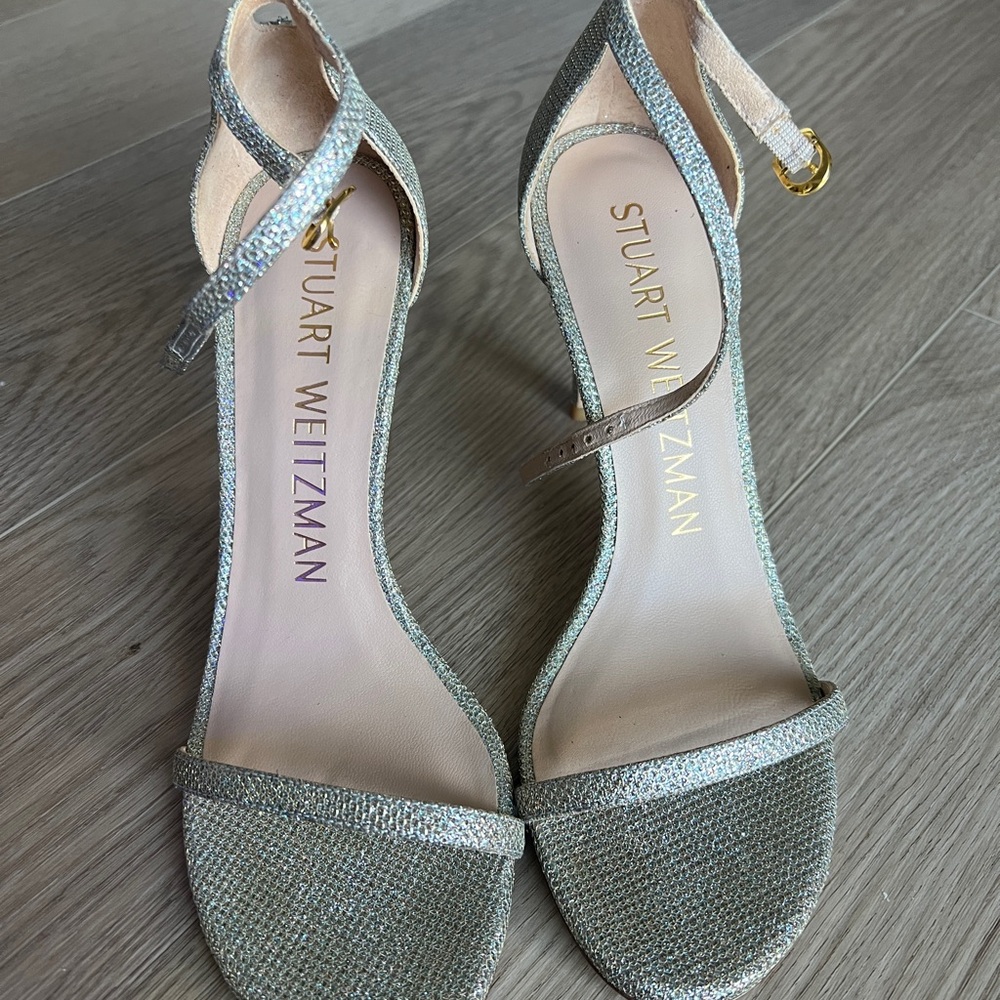Stuart Weitzman Glittering Silver Heels - Picture 2 of 9